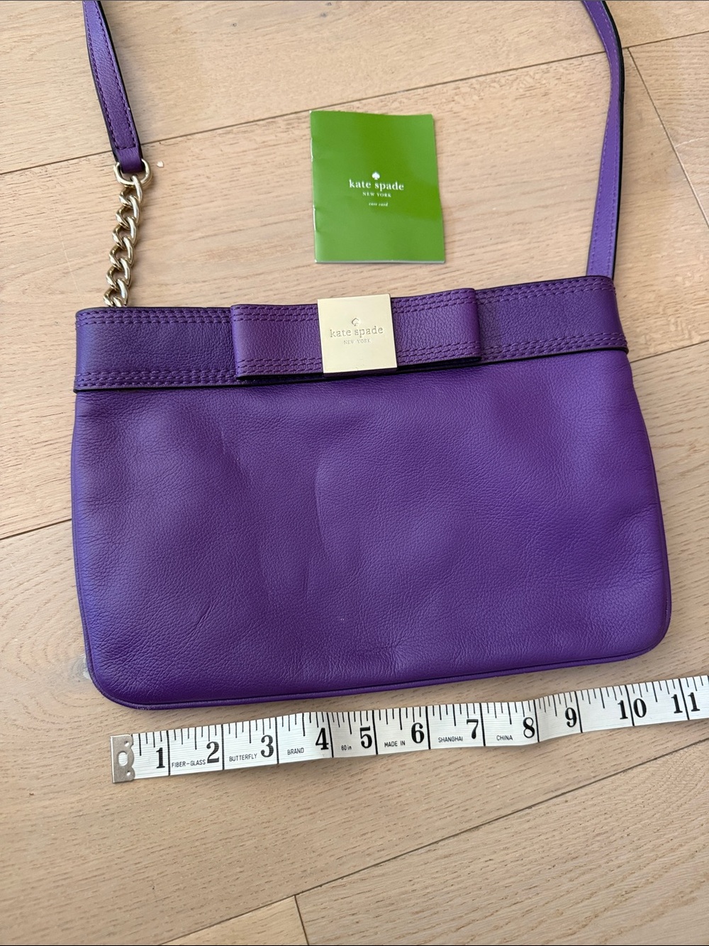 kate spade Purple Leather Bow Crossbody with Gold Tone Accent